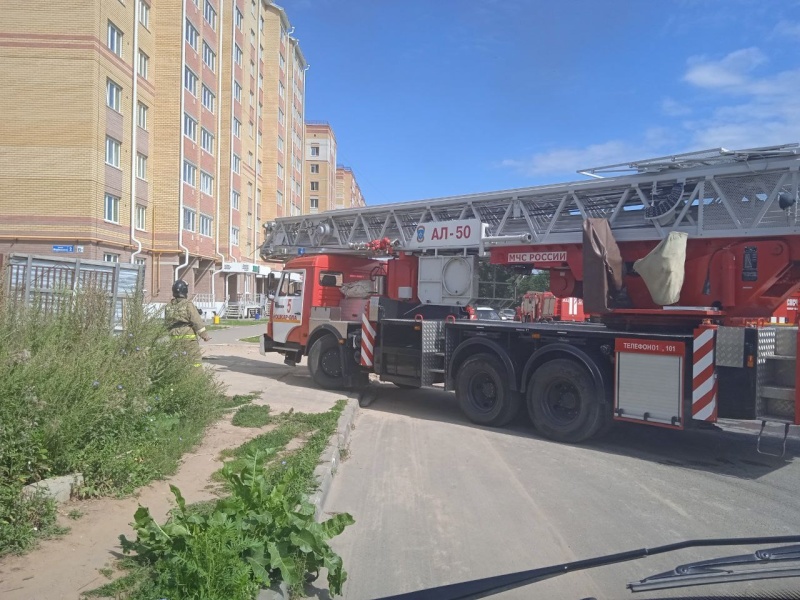 Йошкар-олинские пожарные эвакуировали человека с горящей крыши