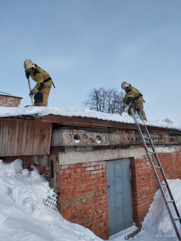 Пожарные борются не только с огнем, но и со снегом